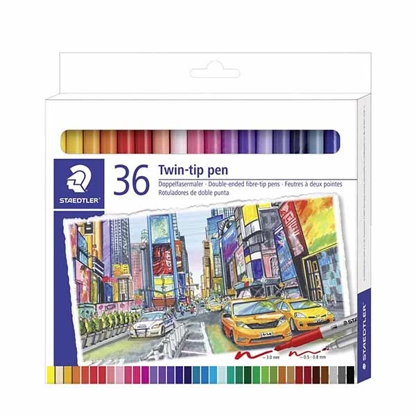 STAEDTLER Twintip Pens, 36 pcs